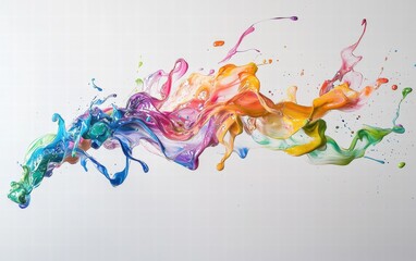 Obraz premium A vibrant splash of rainbow paint frozen mid-air, creating dynamic curves and streaks