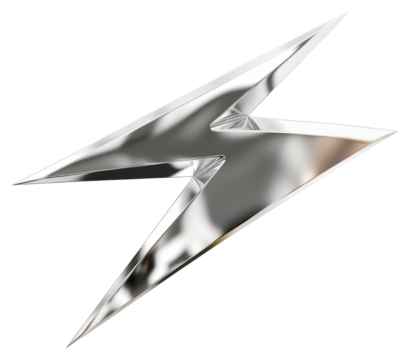 PNG Y2k chrome lightning metallic symbol weaponry.