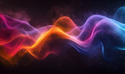 Obraz premium particles forming a dynamic, flowing wave in various colors