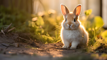 Obraz premium An Enchanting Dwarf Rabbit - A Serene Glimpse into the Sublime Simplicity and Innocence of Wildlife