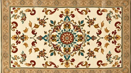 Intricate Persian Carpet Texture with Vibrant Colors and Detailed Patterns