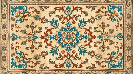 Intricate Persian Carpet Texture with Vibrant Colors and Detailed Patterns