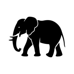 Fototapeta premium Majestic Elephant Silhouette Vector - Minimalist Wildlife Animal Design in Black and White