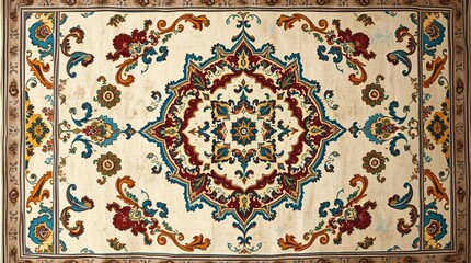 Intricate Persian Carpet Texture with Vibrant Colors and Detailed Patterns
