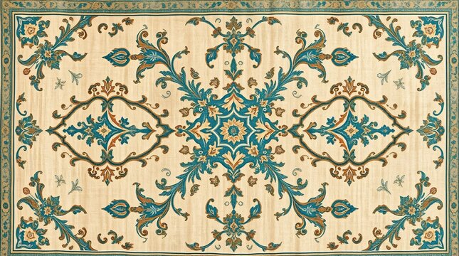 Intricate Persian Carpet Texture with Vibrant Colors and Detailed Patterns