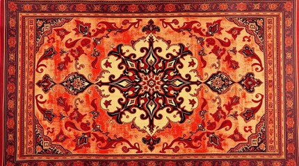 Intricate Persian Carpet Texture with Vibrant Colors and Detailed Patterns