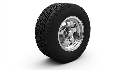 Detailed Close-Up of a Modern Tire with Chrome Wheel Rim