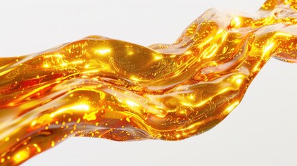 Golden liquid flowing, wave, swirl, abstract.