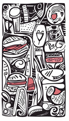 Doodle Food Menu Restaurant Background Design Illustration.