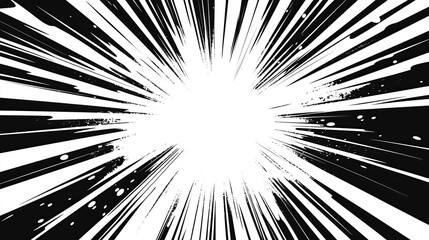 Obraz premium black and white comic or anime manga effect with speed radial lines