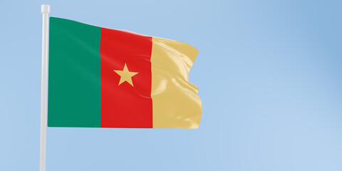 Cameroon flag of silk-3D illustration. 3d render.