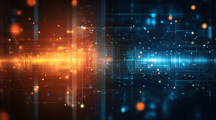 Futuristic Digital Background Featuring Glowing Data Streams, Circuit Patterns, and Vibrant Gradients, Perfect for Illustrating Neural Networks, AI Development, Data Encryption
