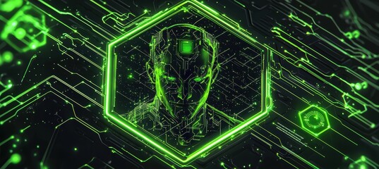 Futuristic Robotics Engineer Email Signature with Neon Green Circuit Design