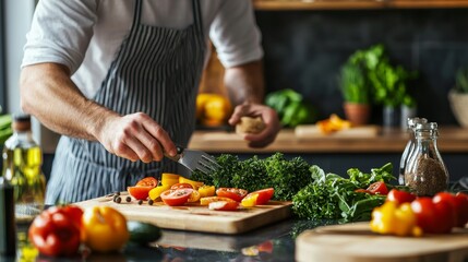 Chef preparing a fresh vegetable salad