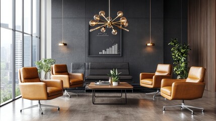 Modern Elegant Interior Design of Office Space with Stylish Furniture