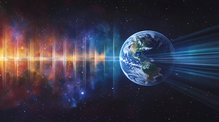 Fototapeta premium Earth shifting to higher frequency timelines, earth, shifting, higher frequency, timelines. Oscillation. Illustration