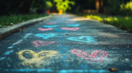 Fototapeta premium Colorful Affirmations on Sidewalk with Chalk