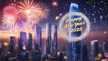Happy New Year 2025.  A Glowing New Year 2025 Celebration