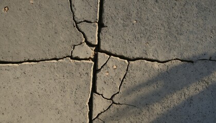 Obraz premium Deeply shadowed cracks in old, weathered concrete