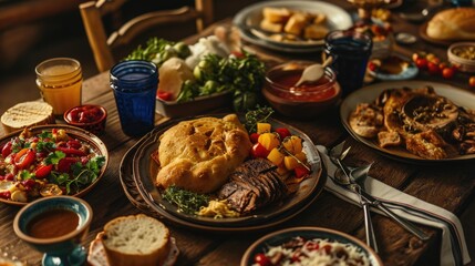 Fiestas Patrias: A Traditional Chilean Independence Day Table Spread with Authentic Cuisine and Wine
