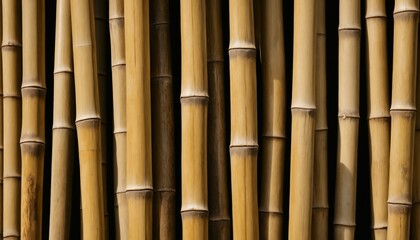 Fototapeta premium Detailed view of textured bamboo poles with natural grooves
