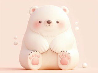 A cute, stylized polar bear character with a soft, rounded design.