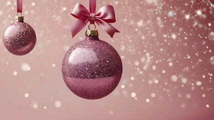 pink balls and ribbon