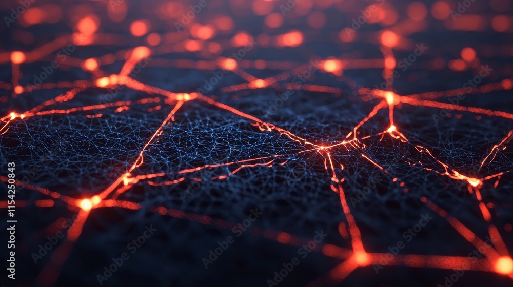 Aufkleber a visually striking image of glowing red lines interconnected on a dark surface, resembling a networ
