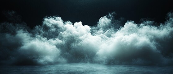 Obraz premium Clouds Soft glowing clouds scattered across a dark, empty space. Generative AI