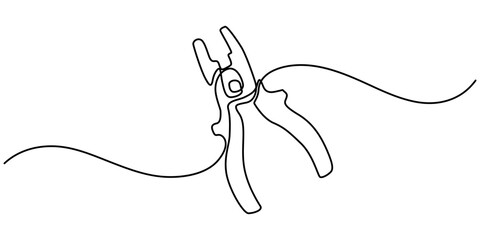 Continuous linear drawing of service symbol. Repair concept. One line drawn background. Vector illustration. Abstract linear background, Default Settings Continuous Line Editable Icon, tools icon. 