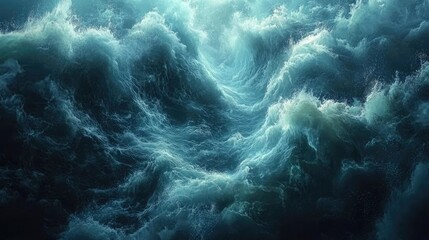 Fototapeta premium Powerful Ocean Waves Crashing and Churning