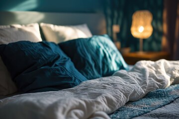 Minimalist Bed Chamber: Comfortable Bed and Nightstands in Stylish Apartment Setting