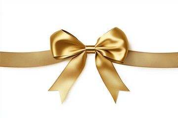 Fototapeta premium Golden Bow Holiday Decoration with Long Ribbon Isolated on White Background Elegant Vector Illustration