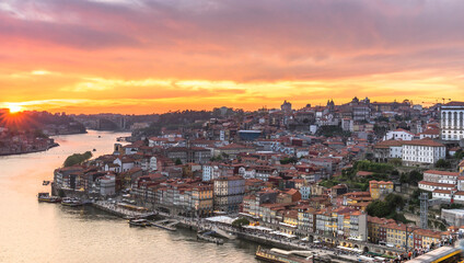 Beautiful Panoramic view of old town Porto, Portugal