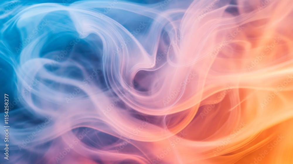 Poster swirling clouds of vibrant blue and orange smoke create a soft and flowing abstract scene. the combi