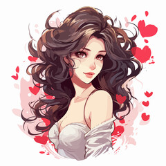 Feminine Anime Cartoon Vector Art for Romantic Designs