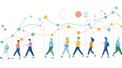 Line Graph Depicting Trends in Chronic Disease Rates Over the Last Decade, Highlighting Key Data Points Across Various Age Groups