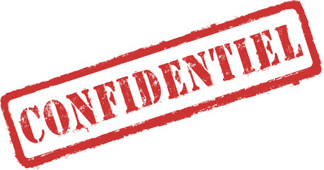Confidentiel : tampon grunge, encre qui bave. Fichier haute resolution