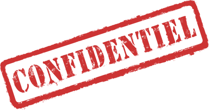 Confidentiel : tampon grunge, encre qui bave. Fichier haute resolution