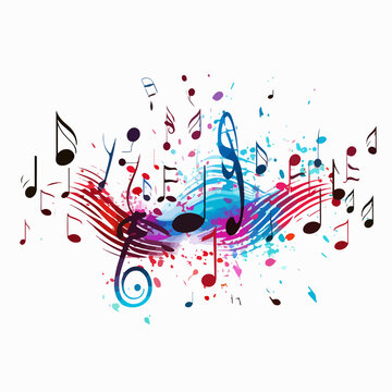colorful music notes abstract design clip art preview