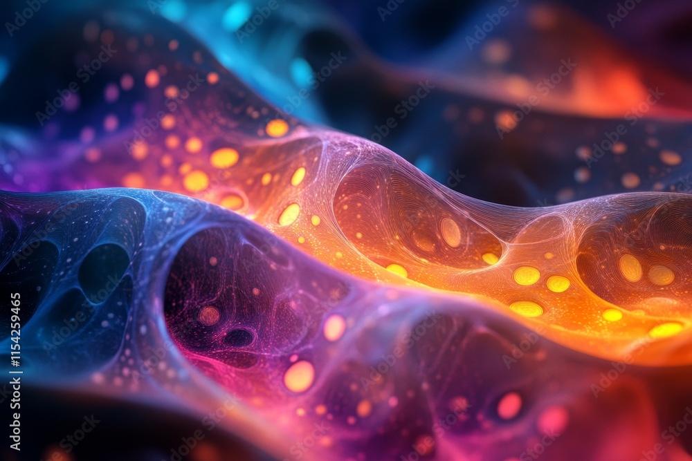 Wall mural Fluid Lattice A lattice of fluid motion glowing with radiant colors. Generative AI