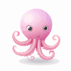 Fototapeta premium Pink octopus balloon animal icon vector illustration for designs