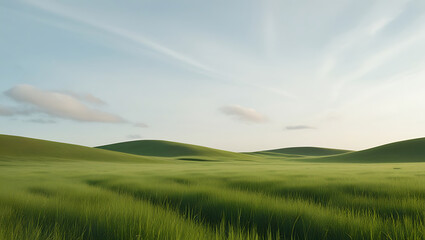 Fototapeta premium green grassland landscape isolated on white