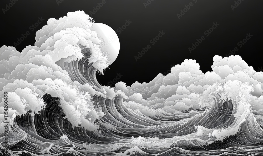 Poster waves seamlessly into patterns. generative ai