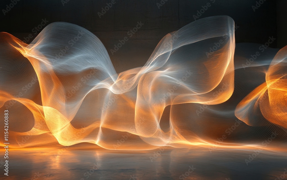 Poster drifting and creating light forms. generative ai