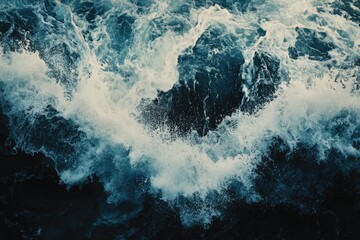 Obraz premium Ocean Waves Crashing White Foam Dark Blue Water