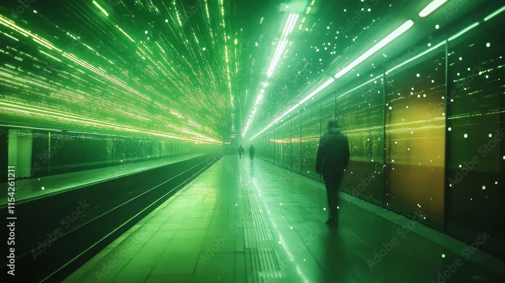 Poster illuminating the space with trails. generative ai