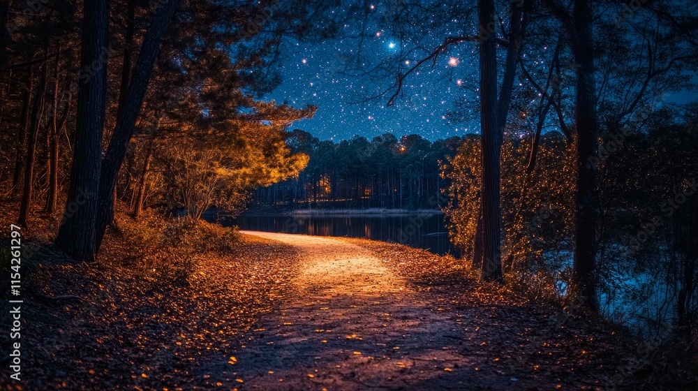 Poster illuminating the space with trails. generative ai