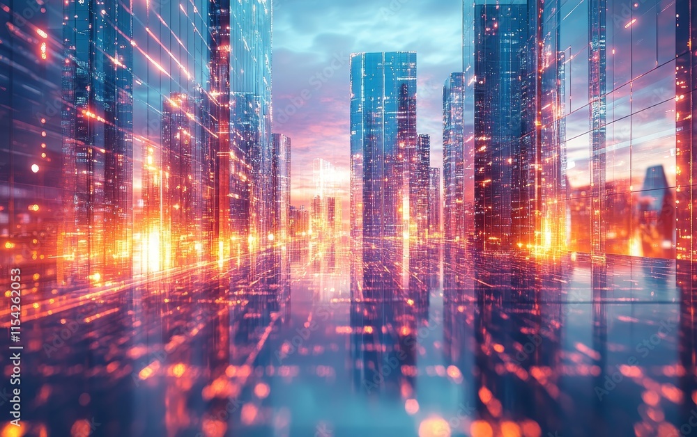 Poster 3d render of complex in hues and lights. generative ai