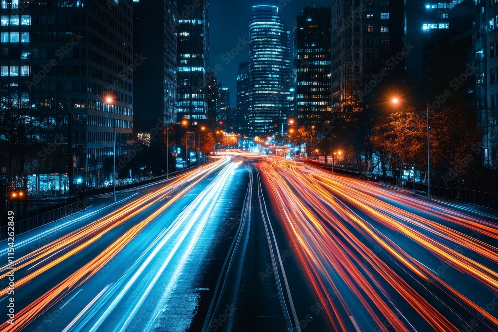 Poster pulsating light trails in energetic patterns. generative ai